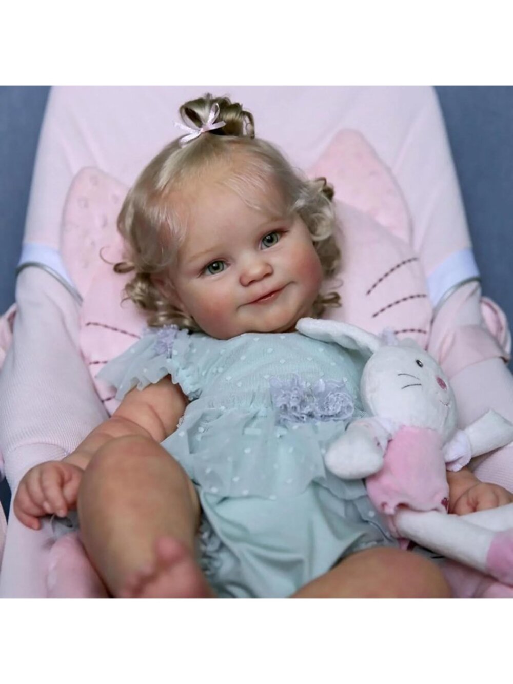 Realistic 20" Reborn Baby Doll - Silicone Full Body, Smiling Infant with Feeding